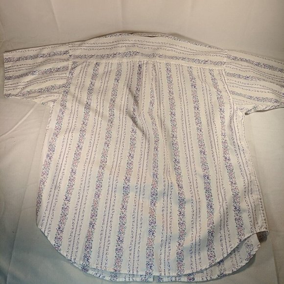 Vintage Lady Foot Locker Floral Blouse Short Sleeve White Shirt Button M Women - Picture 12 of 13